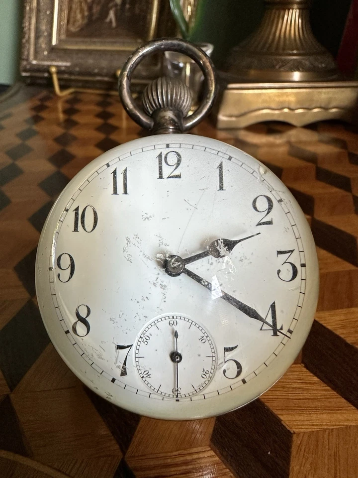 Antique Victorian or Edwardian Desk Clock Tabletop clear back Mechanical  - Image 1 of 4