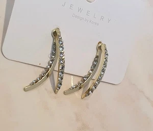Linear Eardrops Earrings  Gold Colour - Picture 1 of 9