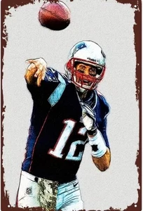 TOM BRADY ZIEGE METALLSCHILD NFL QB NEW ENGLAND PATRIOTEN WERFEN FOOTBALL KUNST NFL - Bild 1 von 1