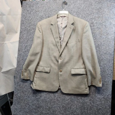 Blazer Izod Para Hombre Beige Manga Larga Muesca Solapa Remolque Botón Doble Ventilación Talla 42R Foto 1 de 4
