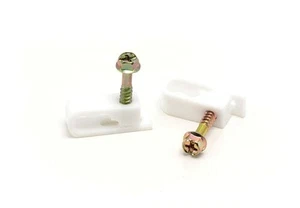 Coax Cable Clips - White -50 Pieces- Dual / Twin Coaxial Flex Screw Clips - Picture 1 of 9