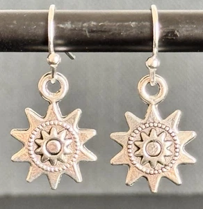 Little Etched Silver Sunshine Earrings. Boho Chic. - Picture 1 of 4