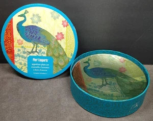 Pier 1 Imports Appetizer Plate Set Peacock 6" Salad Dessert Bread Glass Set Of 4 - Picture 1 of 8
