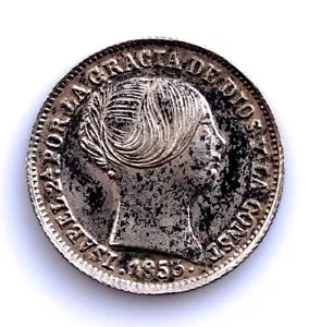 S.C. Isabel II. 1 real 1853 Sevilla. EBC/XF Plata 1.3 g. BRILLO ORIGINAL - Imagen 1 de 2