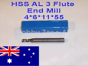 HSS AL Three Flute End Mill 4mm - Reduced Shank - Picture 1 of 1