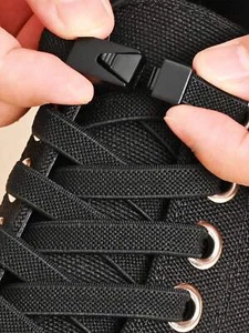 Magnetic Lock NoTie Elastic Shoelace Sneaker Flat Black Laces Trainer Kids Adult - Imagen 1 de 40