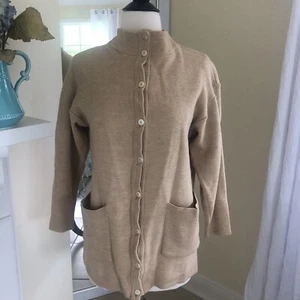 Marz Munchen Vtg Cardigan Size 8 Tan Pockets Wool - Picture 1 of 11