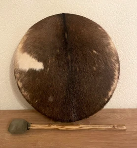 Dekoration Terre Schamanentrommel Ziege Fell rund 45 cm mit Schlägel - Bild 1 von 5