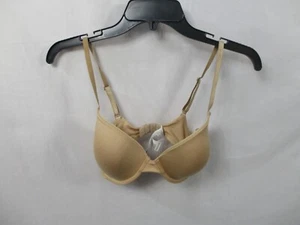 Calvin Klein Women Bra 32D Beige T Shirt Underwire Triangle 2 Hook Clasp Stretch - Picture 1 of 10