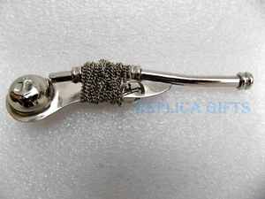 Lot Of 10 Pcs Brass Silver Finish Boatswain Pipe Bosun Whistle Key Chain Ring - Picture 1 of 4