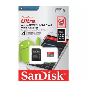 SanDisk Ultra MicroSDXC Class 10 A1 UHS-1 Memory Card with Adapter 140Mbps -64GB - Picture 1 of 1