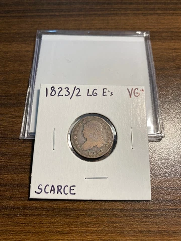 1823/2-P Large E's Capped Bust Silver Dime 10C VERY GOOD+ (VG+) 1823 Over 2 Cover