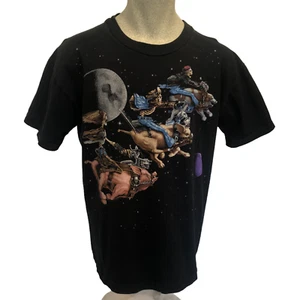 Vintage 1994 Liquid Blue Hog Wild Lrg When Pigs Fly To The Moon Skeleton T-Shirt - Picture 1 of 9