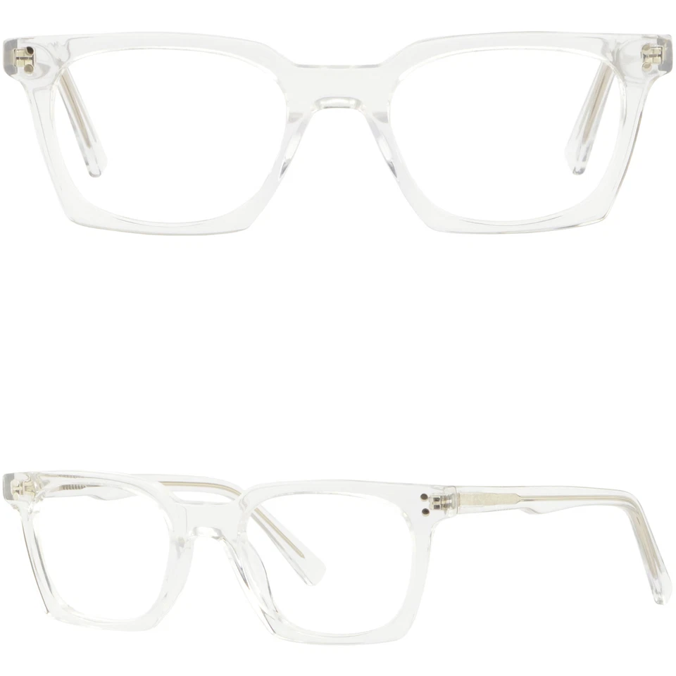 Pequeños Estrechos Niños Niñas Mujeres Marcos de Acetato Transparente Gafas Cuadradas Bisagras de Resorte Foto 1 de 1