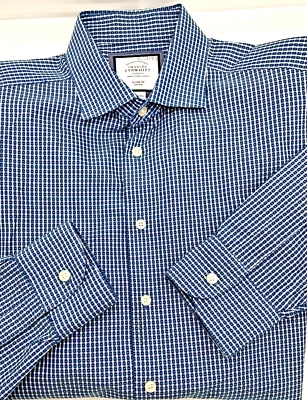 Camisa de vestir Charles Tyrwhitt 16 1/2 35 para hombre calce clásico a cuadros azul verde blanco Foto 1 de 4