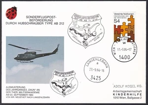 Cubierta de vuelo FCV0030, ONU Viena - Langenlebarn, correo aéreo especial, matasellos Dumbo - Imagen 1 de 2