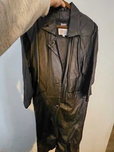 Vintage Women's Pelle Studio Black Leather Mid Trench Coat Jacket Size XS - Picture 1 of 4