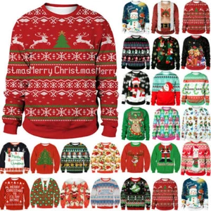 Christmas Ugly Sweater Couple Mens Womens Jumper Xmas Party Pullover Sweatshirt~ - Picture 1 of 45