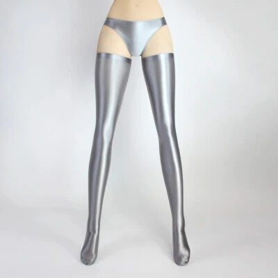 Mujeres Sexy Brillante Hasta los Muslos Medias Spandex Elastizadas Brillantes Opacas Calcetines Largos Foto 1 de 4