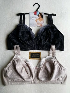 NEW EX M*S 2 PACK COTTON NON WIRED MATERNITY NURSING BRAS 40C BLACK & BEIGE MIX - Picture 1 of 7