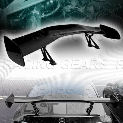 UNIVERSAL 57" DRAGON-1 STYLE PAINTED BLACK ABS GT TRUNK ADJUSTABLE SPOILER WING - Image 1 of 4