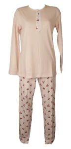 Damen Pyjama SPINNE Baumwolle Sommer Langarm Seraphinenkragen Lange Hose el - Bild 1 von 4
