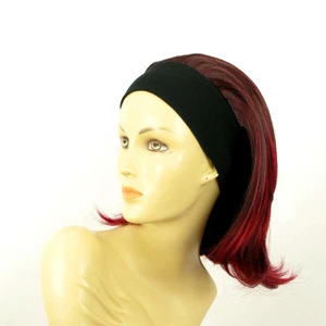 turban chimio avec bandeau prune méché noir ref XENA en 1bt39 - Imagen 1 de 8