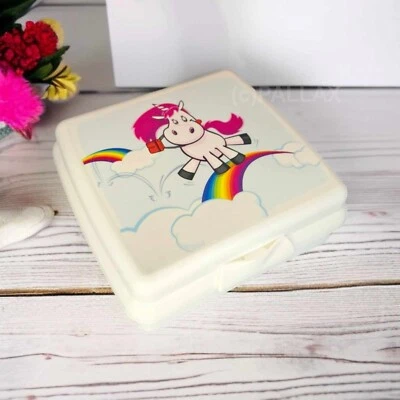 TUPPERWARE A126 SANDWICH-BOX EINHORN WEISS BROTDOSE VESPERBOX - Bild 1 von 2