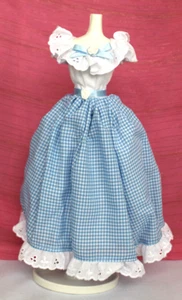 Blue Gingham Barbie dress White Eyelet Trim Peasant Blouse Petticoat Fits TNT - Picture 1 of 6