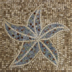 Marble Mosaic STARFISH Tile Art Handmade 18x18 Inches Square - Picture 1 of 1