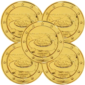 5x2 Euro Deutschland ADFGJ 2025 Saarland Saarschleife 24 Karat vergoldet Münze - Bild 1 von 5
