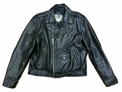 Chaqueta de bombardero vintage Bermans de cuero negro para motocicleta talla 44 años 80’s Foto 1 de 4