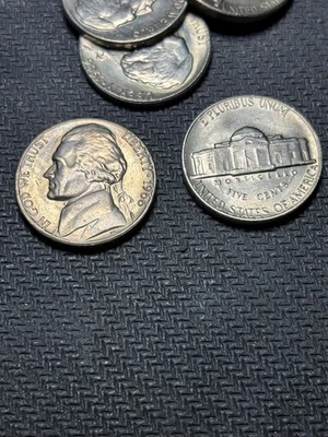 1966 Jefferson Nickel – Full BU Roll (No Mint Mark) – 50 Coins in Period-Correct - Image 1 of 2