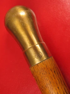 VINTAGE MASSIVER MESSING & EICHE DESIGNER SIGNIERT WS / MONOGRAMMIERT WS STOCK SWAGGER STICK - Bild 1 von 9