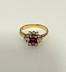 Rubin und Diamant Ring gebraucht 18k Gelbgold - Bild 1 von 6
