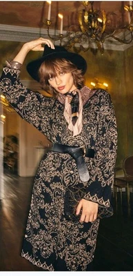 Monsoon Yasmin Stunning Kaftan Metallic  Jumper Dress in Black Gold Size M £85 - Image 1 of 4