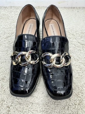 Mocasín Antonio Melani Negro Cocodrilo Charol Tacón Bloque Talla 10 Y2K Foto 1 de 4