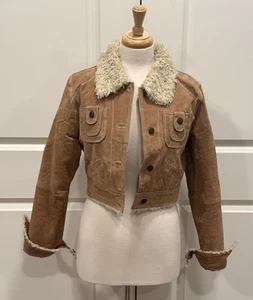 Vintage Y2K Penny Lane Jacke L Echtleder Cropped Boho Bohemian Western - Bild 1 von 14