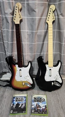 2 Rock Band Xbox 360 1 SUNBURST 1 Fender Stratocaster Wireless Guitar Straps GC - Image 1 of 4
