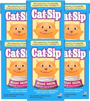 CAT SIP Pet-Ag Cat-Sip Real Milk Treat - 8 Oz, 6 Pack - Ready-To-Feed Snack for Cats & K