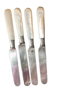 Four Vintage Antique 19th Century ~ Sterling Silver Shanks MOP Handles - Picture 1 of 4
