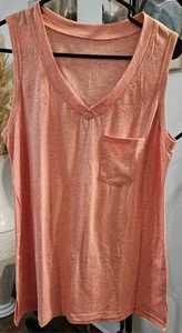 WOMEN'S CORAL PINK SLEEVELESS SUGAR WASH SOFT TANK TOP SIZE MEDIUM  - Picture 1 of 2