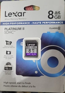 Lexar Platinum II 8GB Class 6 - SDHC Card - Retail - LSD8GBBSBNA100 - Picture 1 of 1