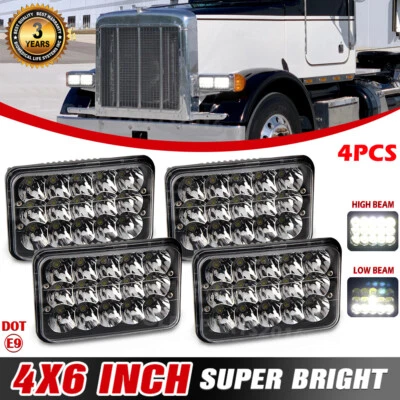 Faros LED 4x6" para semirremolque Western Star 4900 Freightliner 1988-2010 4 piezas Foto 1 de 4