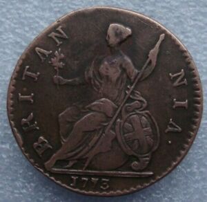 Great Britain 1/2 Penny 1773 George III Copper Coin S1