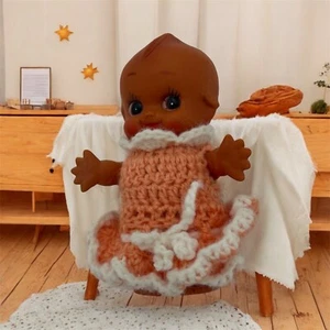 Vintage Rubber Vinyl Kewpie Doll 4.5" Crocheted Peach Outfit Made in Korea Wings - Picture 1 of 9