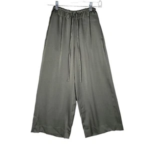 Vince Pants Women's XS Cropped Satin Culottes Alpine Green Pull On Drawstring - Picture 1 of 11
