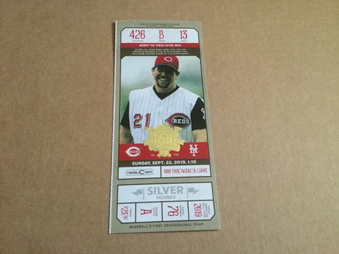 REDS 2019 150th Anniversary TICKET STUB 9/22/19 VS METS~COVER:SEAN CASEY Cover