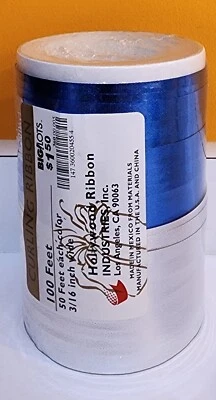 Vintage Blue & Silver Textured Curling Ribbon 3/16" X 100' New/Unused - Image 1 of 2