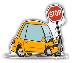 Auto Crash Stop Cartoon Schild Autoaufkleber Aufkleber - Bild 1 von 1